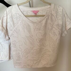 Lilly Pulitzer DOSSIE TOP & SHORT SET Resort White Jungle leaf Jacquard